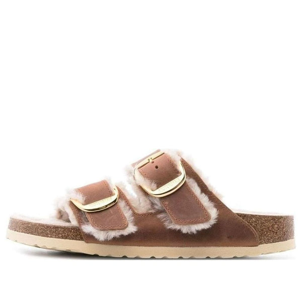 Тапочки arizona big buckle shearling oiled leather narrow fit 'cognac' Birkenstock, коричневый