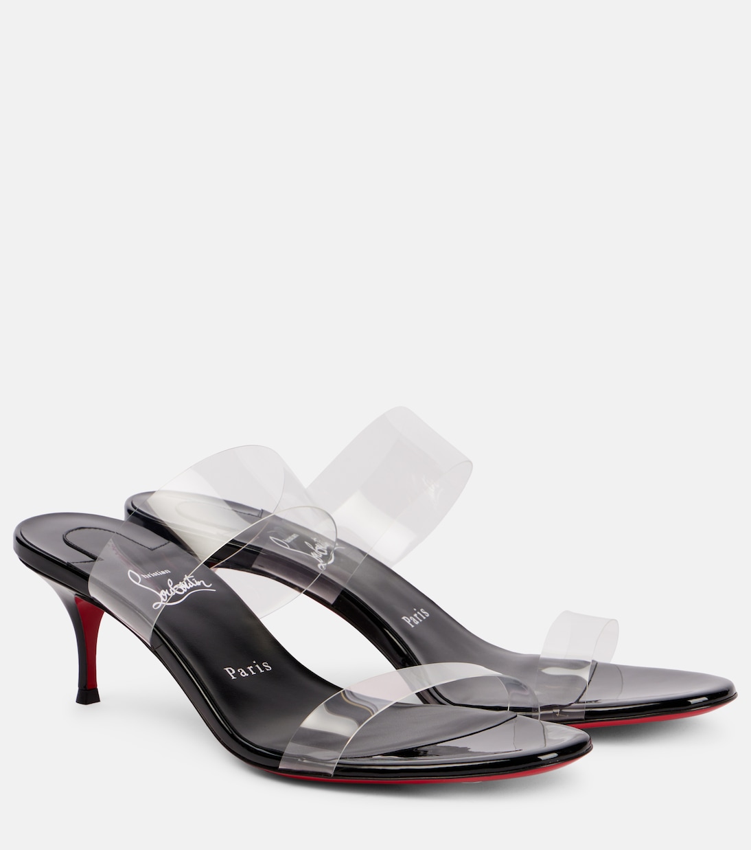 Just Nothing 55 ПВХ сандалии Christian Louboutin, Black/Lin Black