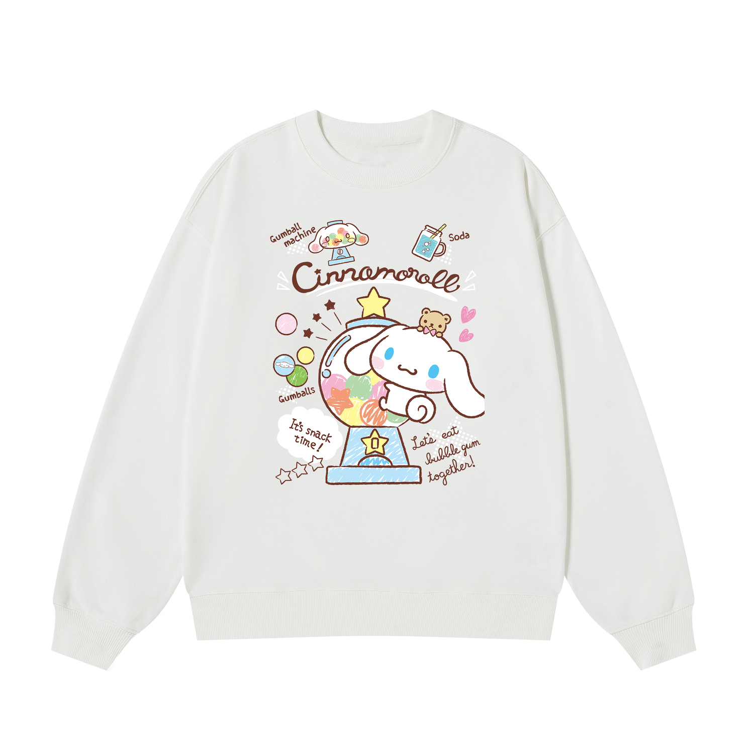 

Свитшот унисекс Cinnamoroll Yugui Dog в цвете heather gray Sanrio, белый