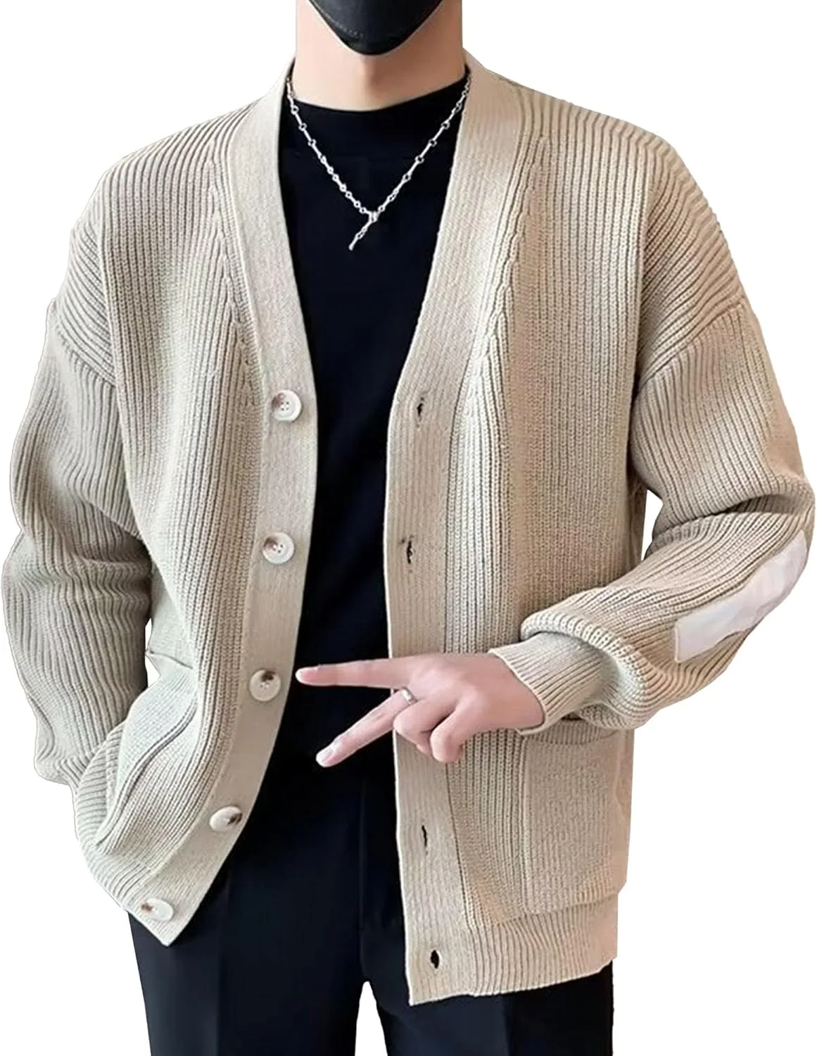 

Мужской кардиган с длинными рукавами и карманами DGHM-JLMY