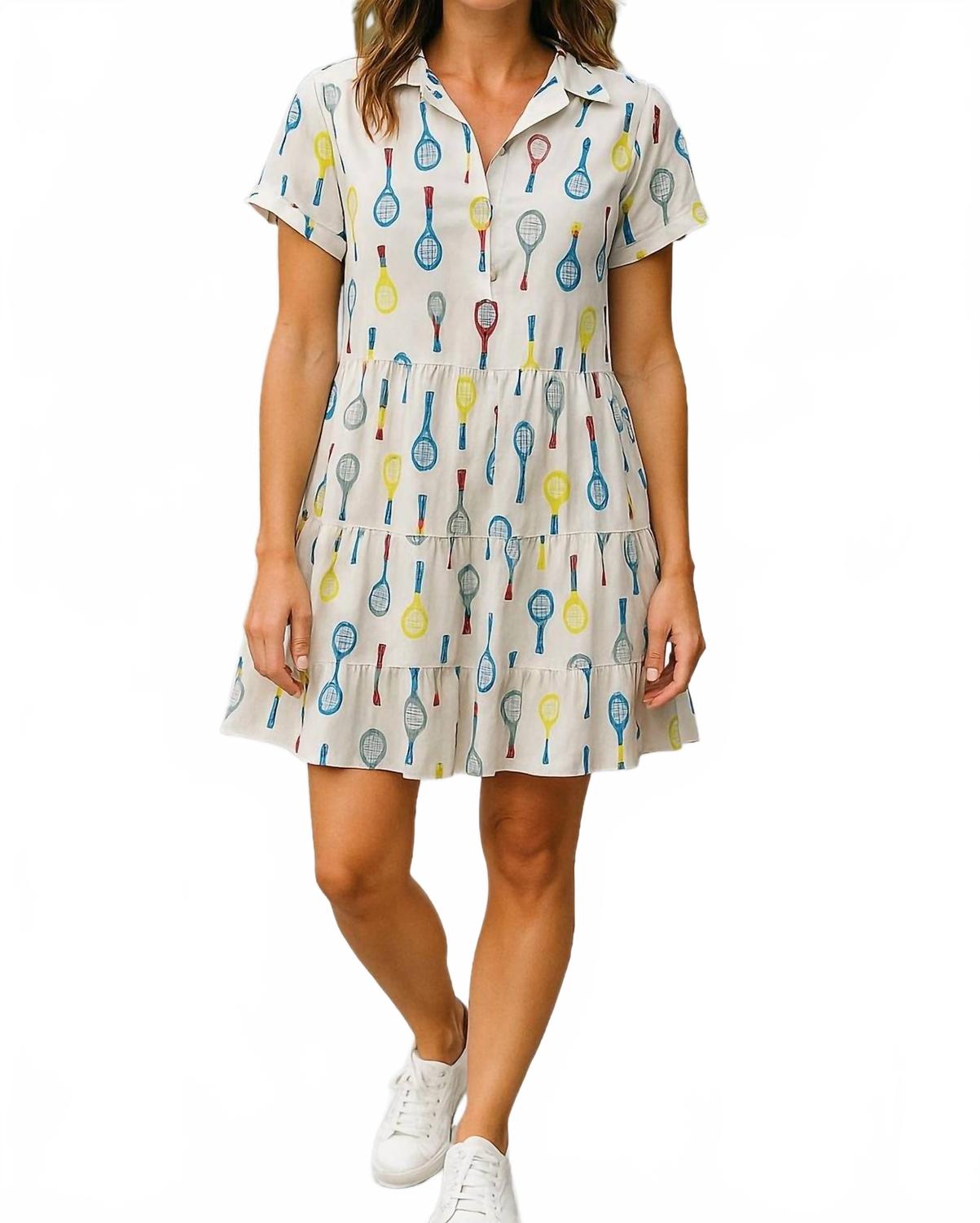 

Белое платье с принтом теннисной ракетки THML