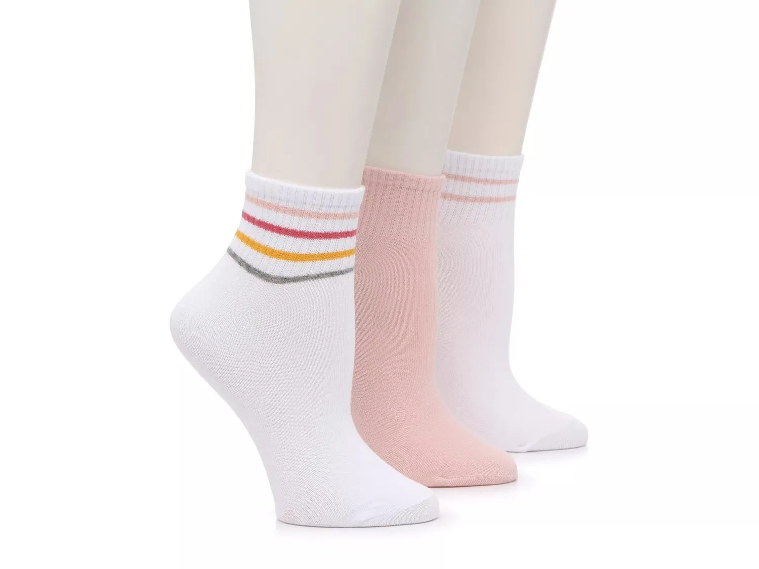 

Носки Steve Madden Stripes & Solid - 3 пары, белые/розовые