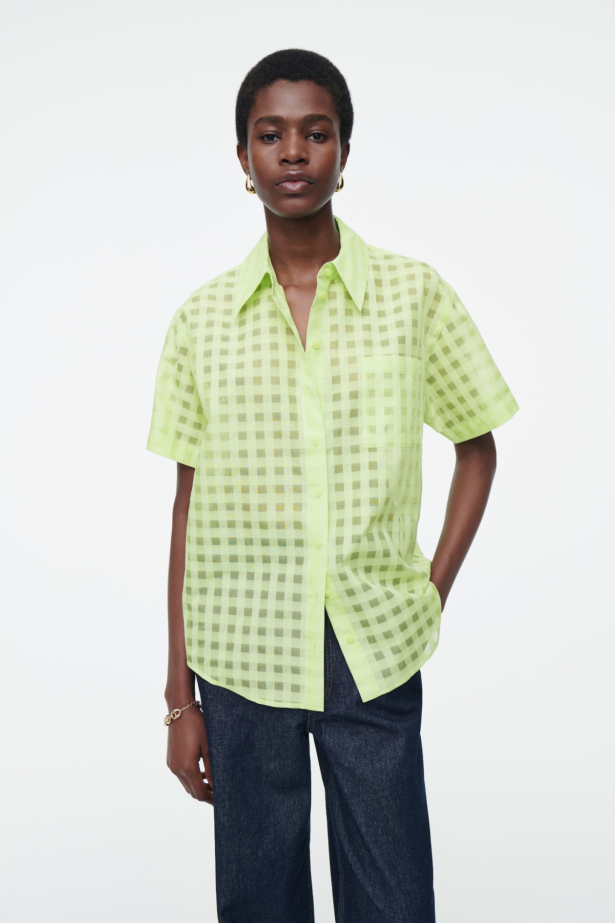 

Рубашка из шелка в стиле utility-relaxed fit COS, цвет Neonowożółty