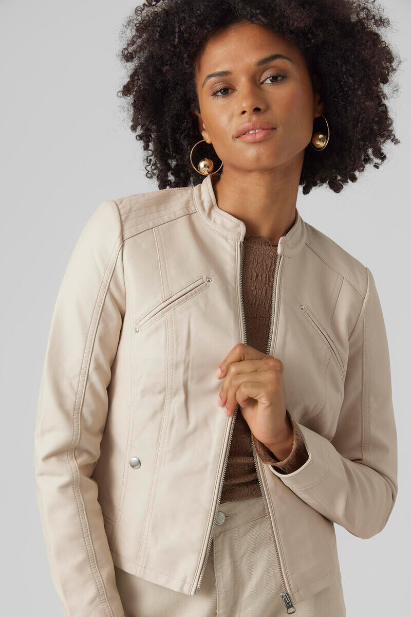 

Куртка с кожаным эффектом и воротником Perkins Vero Moda, белый