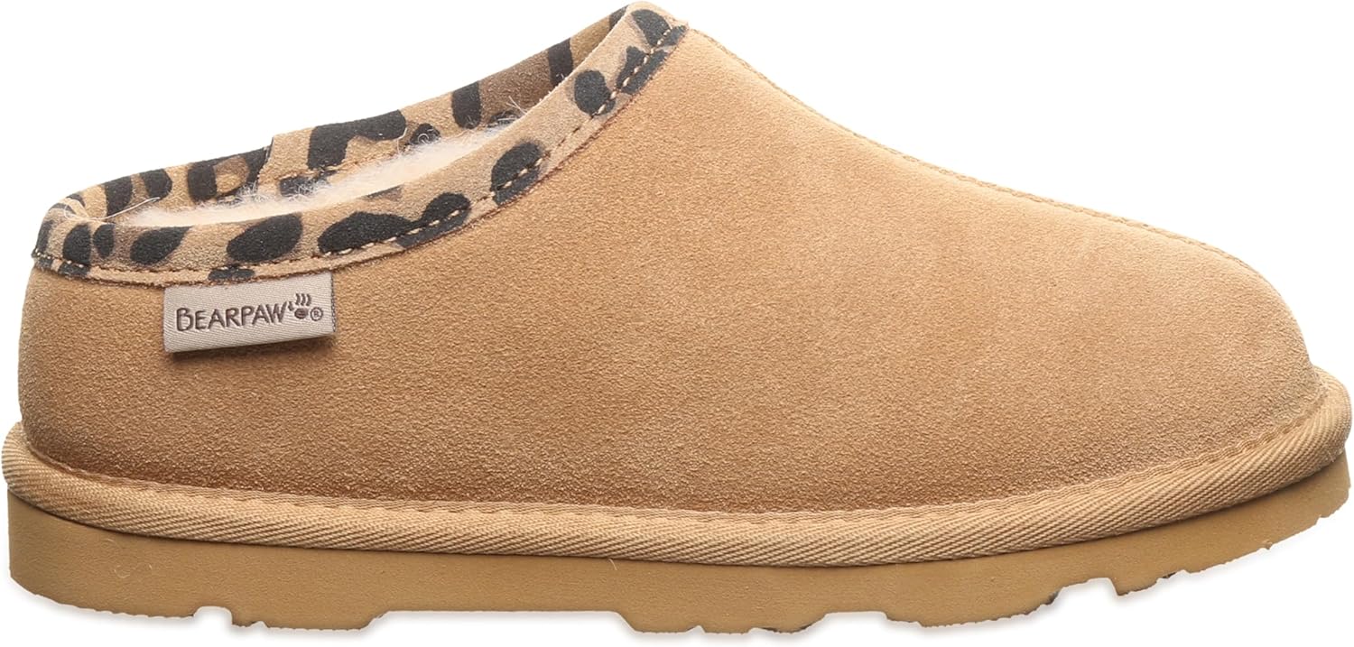 

Тапочки BEARPAW girls Tabitha Youth Purple Sage, Leopard Trim