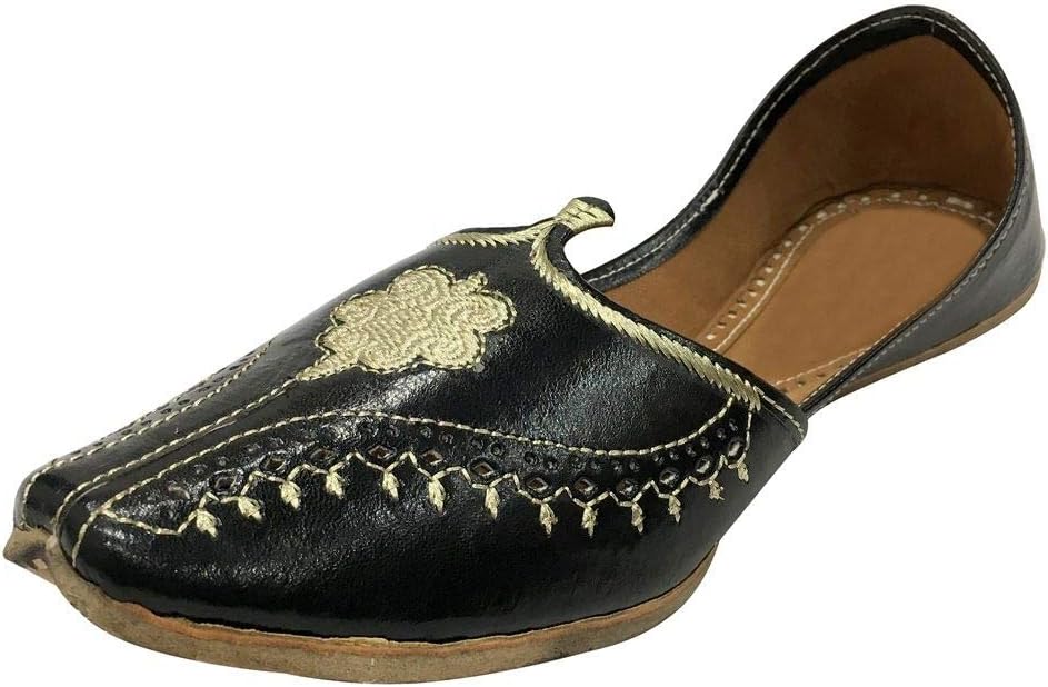 

Мужские винтажные кожаные туфли Khussa ручной работы, индийские Aladdin Juttis Step N Style, черный