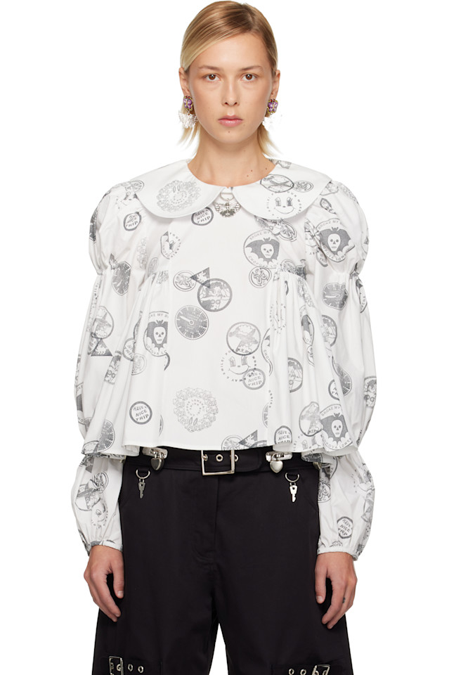 

Chopova Lowena Белая блузка с принтом "Белая Вилла"