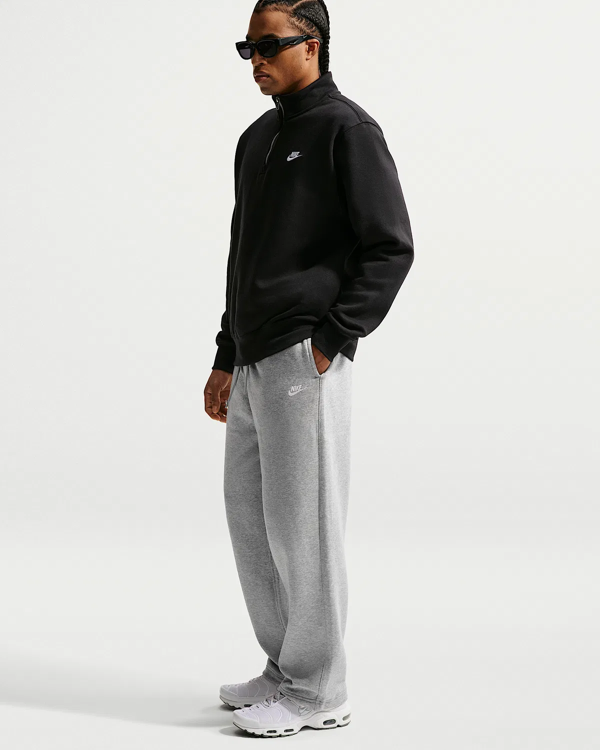 Мужские флисовые штаны Nike Sportswear Club, Dark Grey Heather/Light Smoke Grey/White — фото 4
