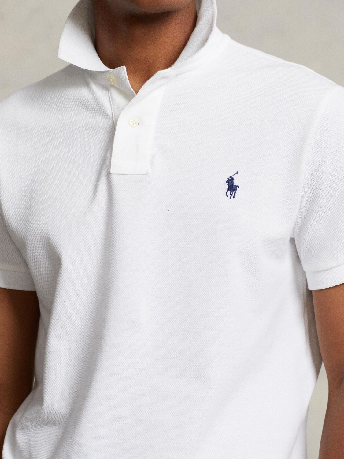 Polo Ralph Lauren Узкая рубашка-поло с короткими рукавами, белая — фото 2