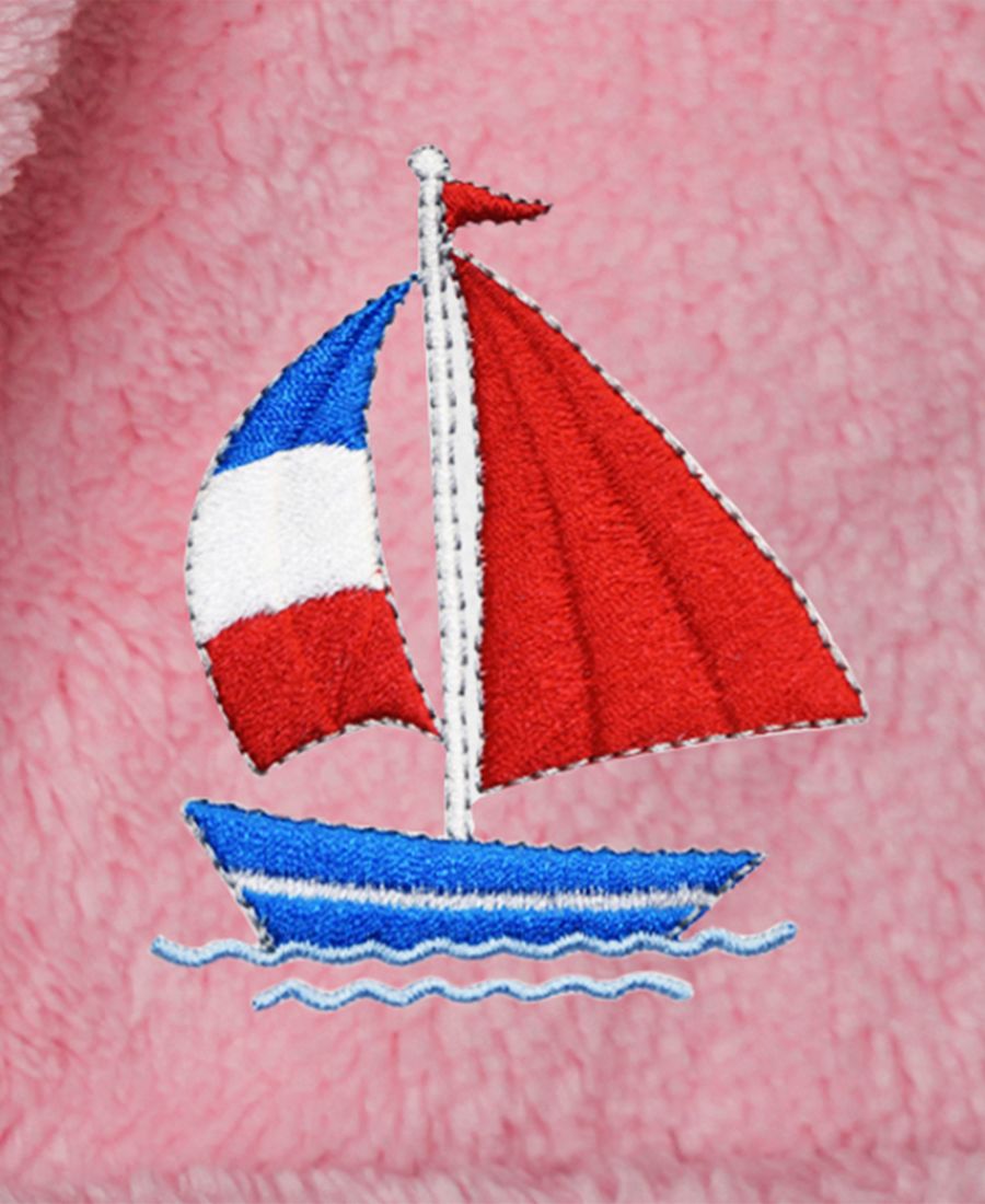 Детский суперплюшевый двусторонний банный халат Boat Kids с капюшоном Linum Home, розовый — фото 2