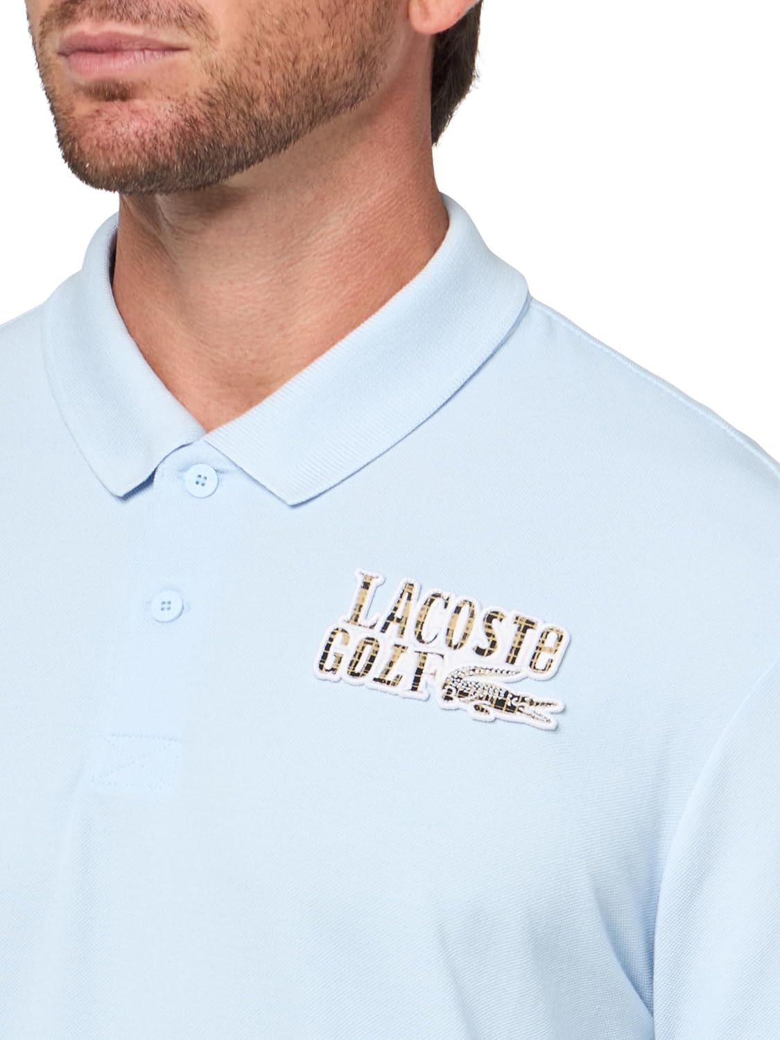Lacoste мужская спортивная свободная футболка-поло Petit Piqué, Baby Blue — фото 3