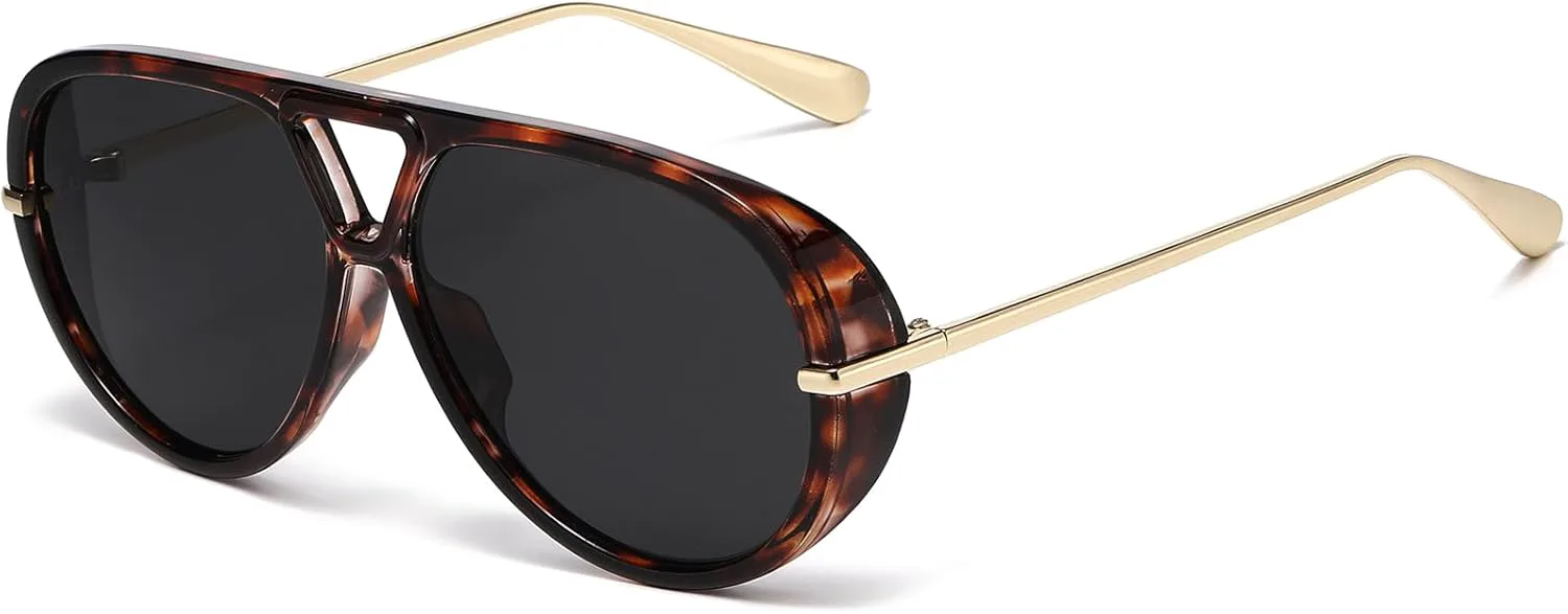 

Солнцезащитные очки-авиаторы AIEYEZO большого размера для женщин и мужчин, модные ретро-очки в крупной оправе, дизайнерские женские солнцезащитные очки, Tortoise/Grey