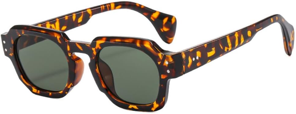 

Женские солнцезащитные очки, модные, с прозрачными линзами цвета океана, защита от ультрафиолета UV400, винтажные мужские солнцезащитные очки с заклепками, панк-очки generic, Leopard Dark Green