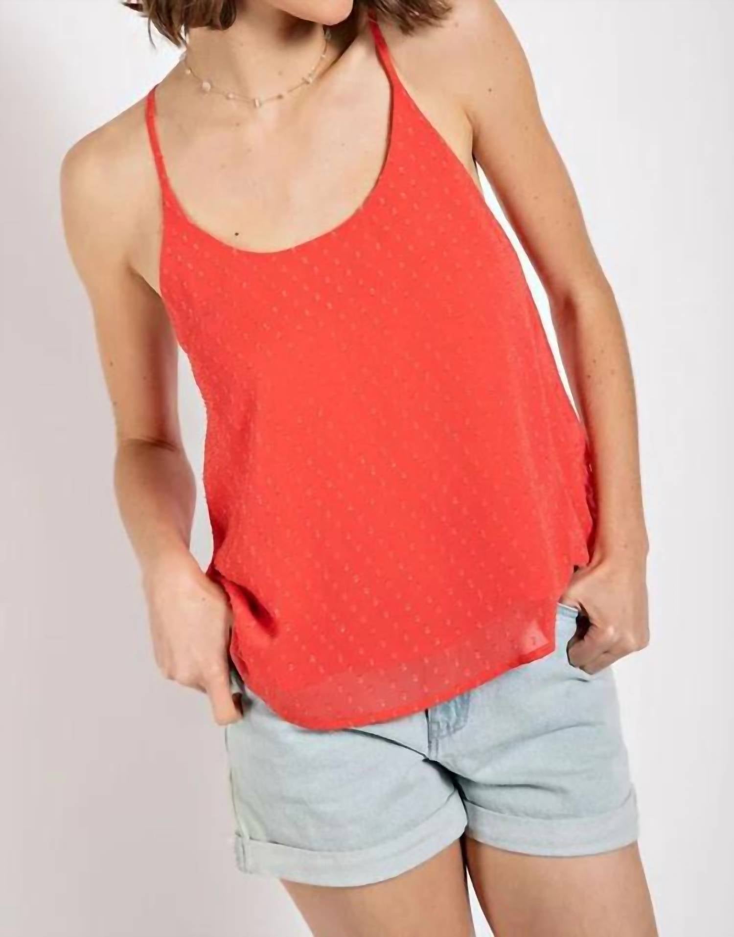 

Топ Swiss Dot Tank Top в коралловом цвете GiGiO