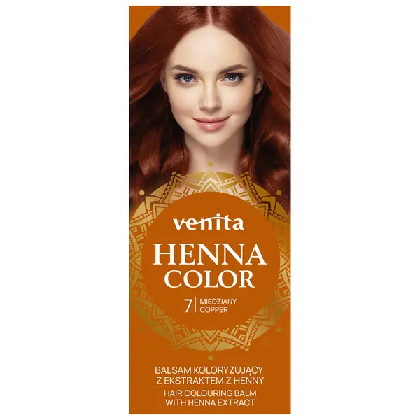 Бальзам для окрашивания волос с экстрактом хны 7 медный, 75 г Venita Henna color, цвет 7 miedziany — фото 2