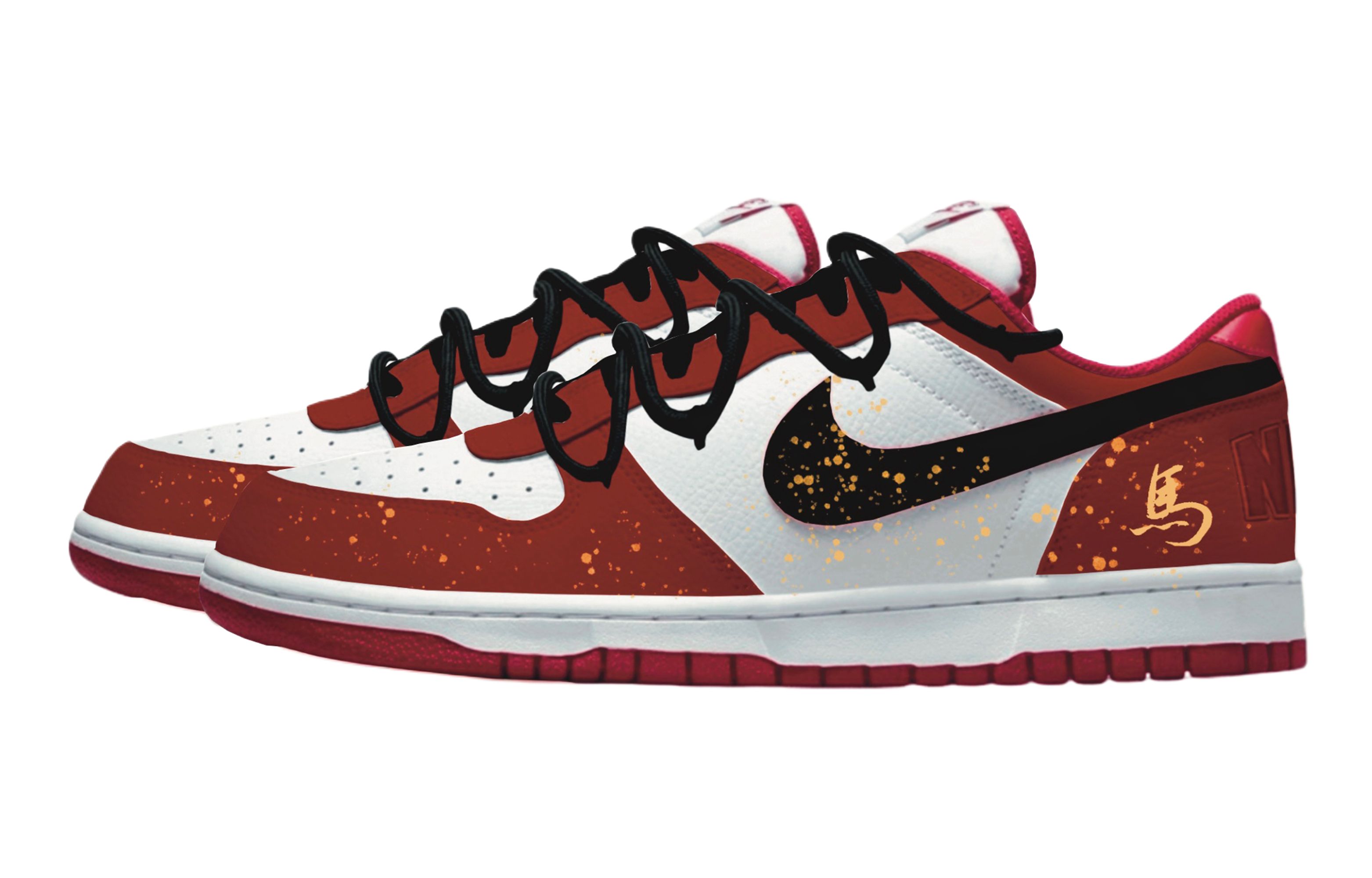 Nike Big Golden Horse Welcomes The New Абразивостойкие дышащие низкие скейтборд кроссовки мужские красные белые — фото 4