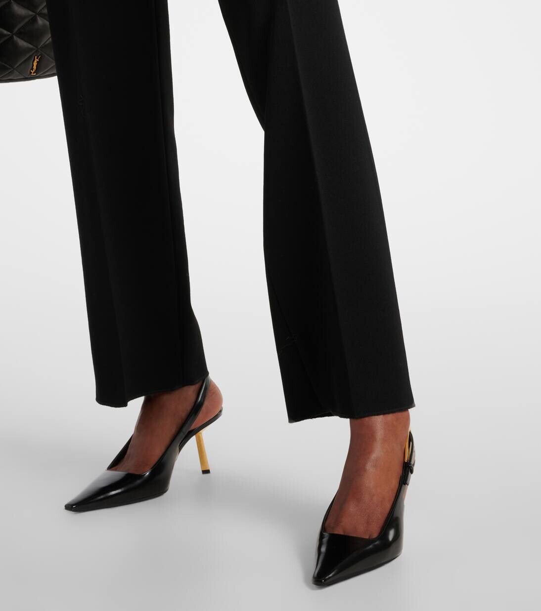 Туфли-лодочки Lee 75 из полированной кожи с открытой пяткой Saint Laurent, черный — фото 4
