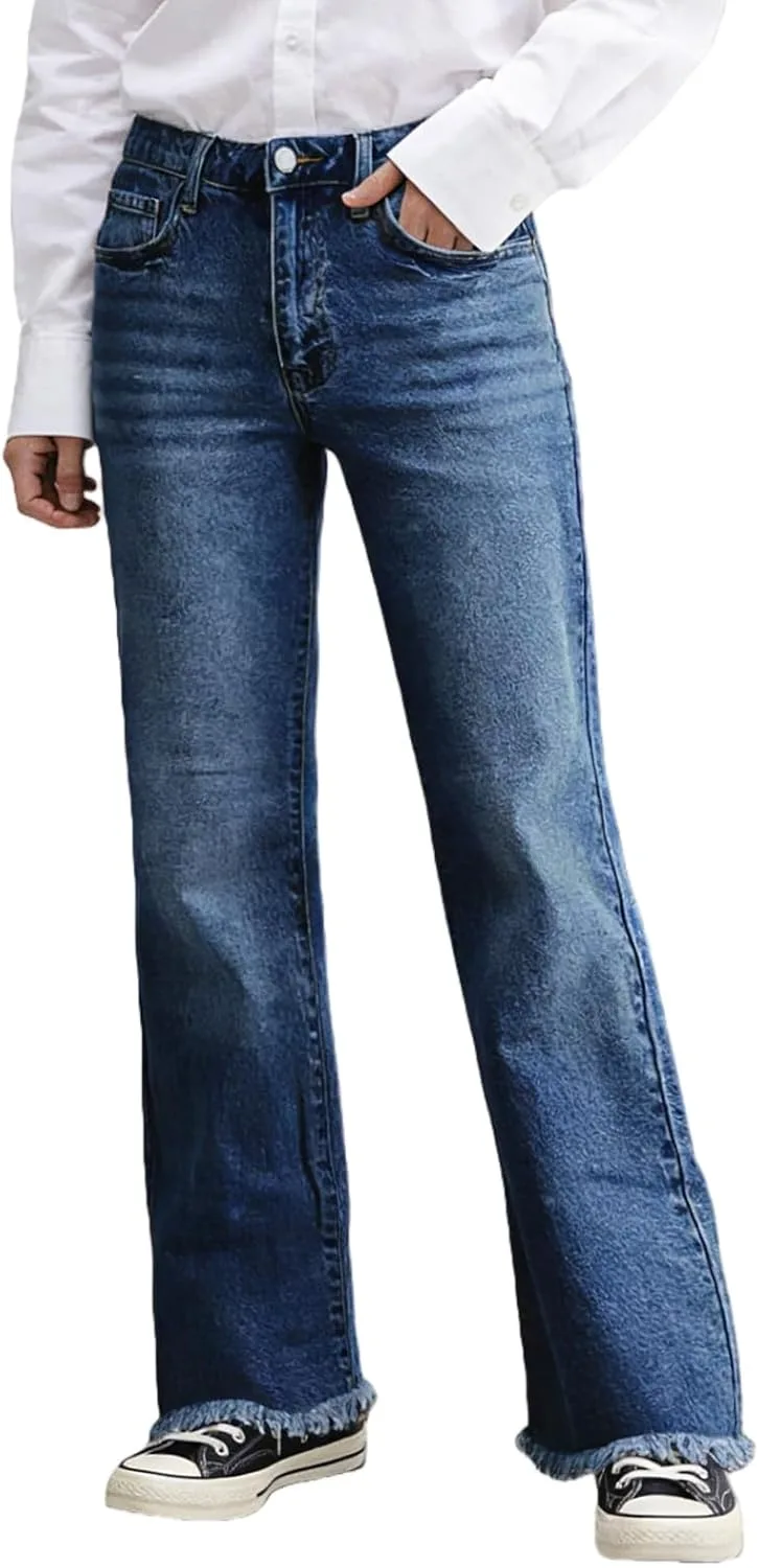 

Прямые джинсы для женщин Mid Waist с Raw Hem и Vintage Wash QPDJAPD