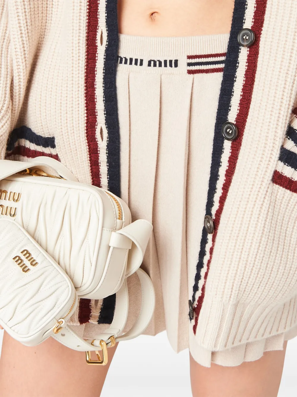 Кашемировая юбка мини со складками MIU MIU, нейтральный — фото 3