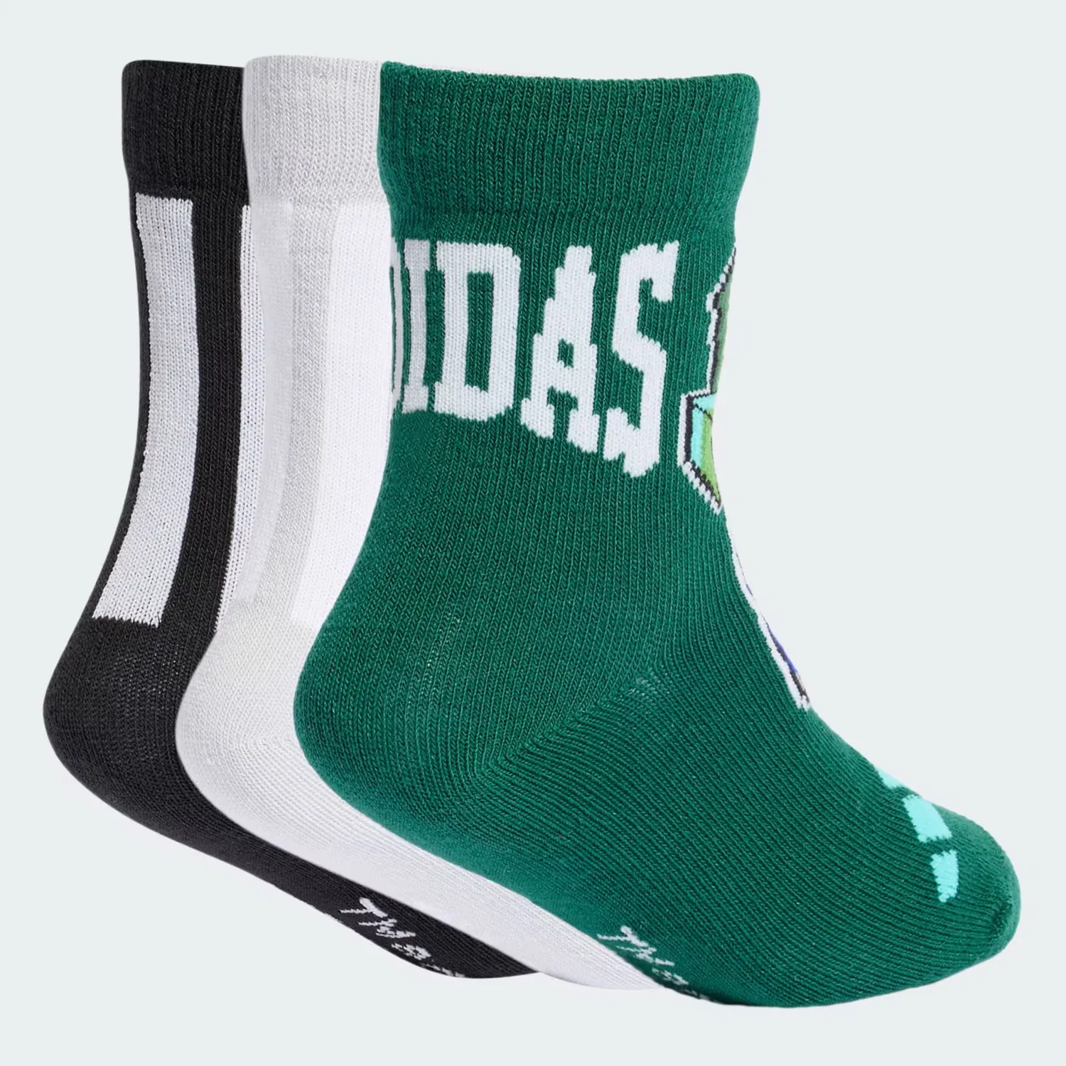 Спортивные носки Adidas Sportswear Minecraft в светло-сером, темно-зеленом и черном цветах — фото 2