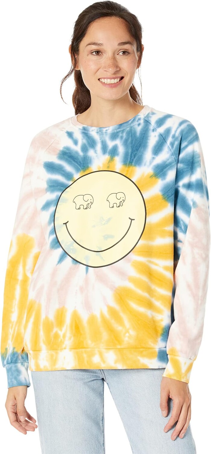 

Толстовка Ivory Ella Smiley Raglan Crew Neck, цвет Beeswax Swirl Tie-Dye
