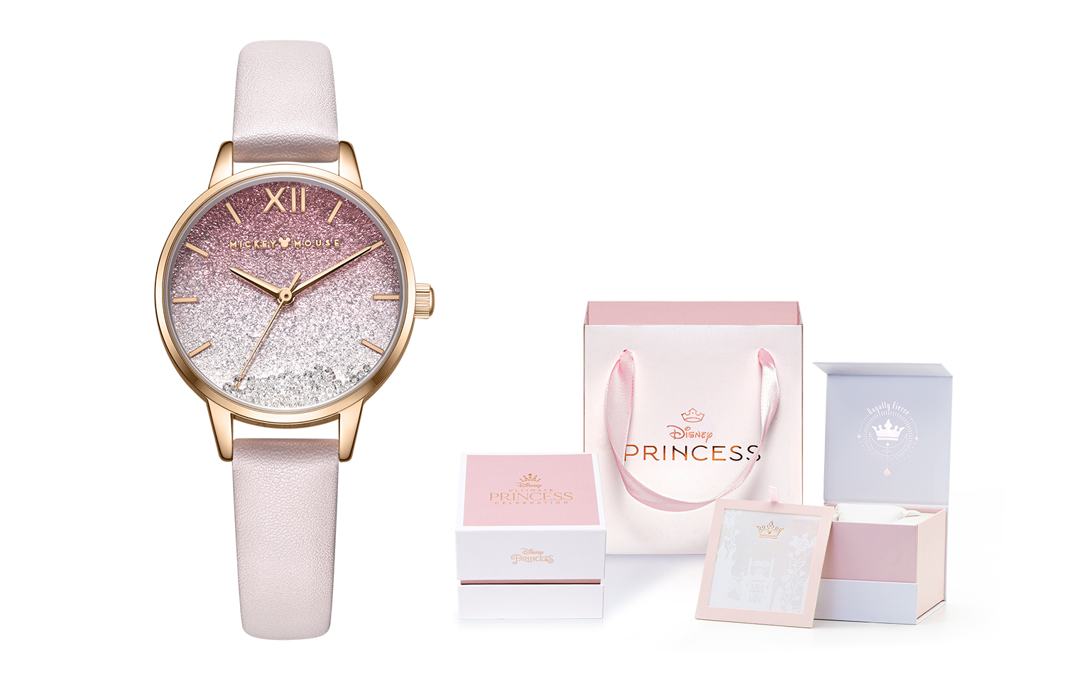 

Disney Часы Mickey Quartz Movement Leather Strap Watch Women's Watch Pink Watch Dial, MK-11325P[Exclusive Box]