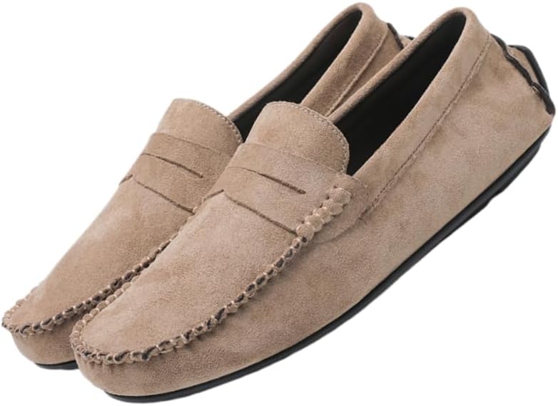 

Стильные и удобные мужские лоферы, прочная и противоскользящая повседневная обувь, с круглым носком и верхом из ПУ, мягкой подошвой, подходят для офиса и повседневной носки Hoalox, хаки