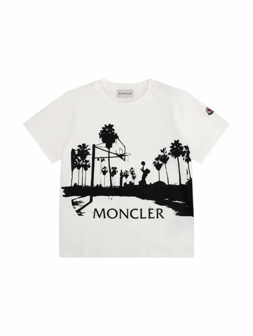 

Хлопковая футболка с принтом Moncler, белый