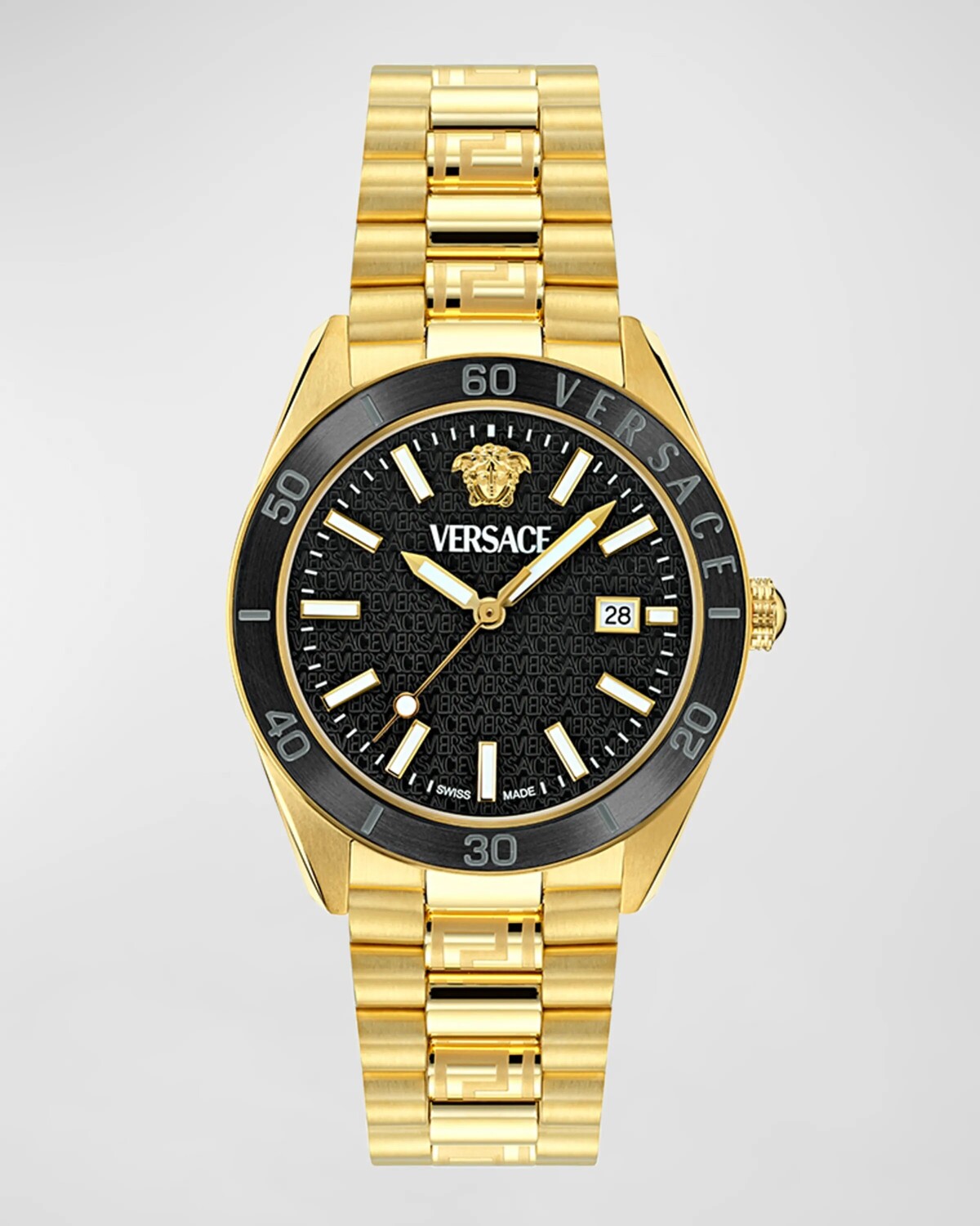 

Мужские часы-браслет V-Dome IP из желтого золота, 42 мм Versace, цвет Black Gold
