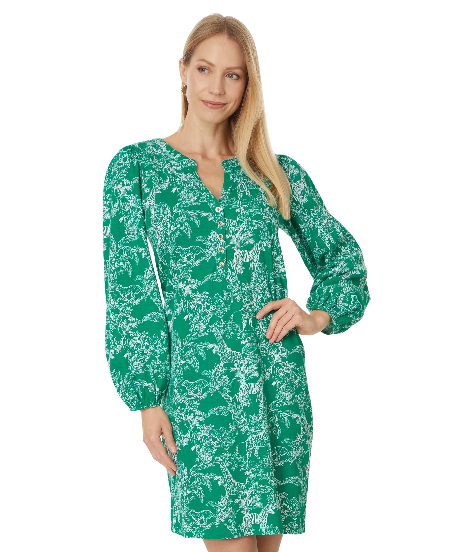 

Платье Lilly Pulitzer Emery Dress, Fiddle Leaf Green Safari Party