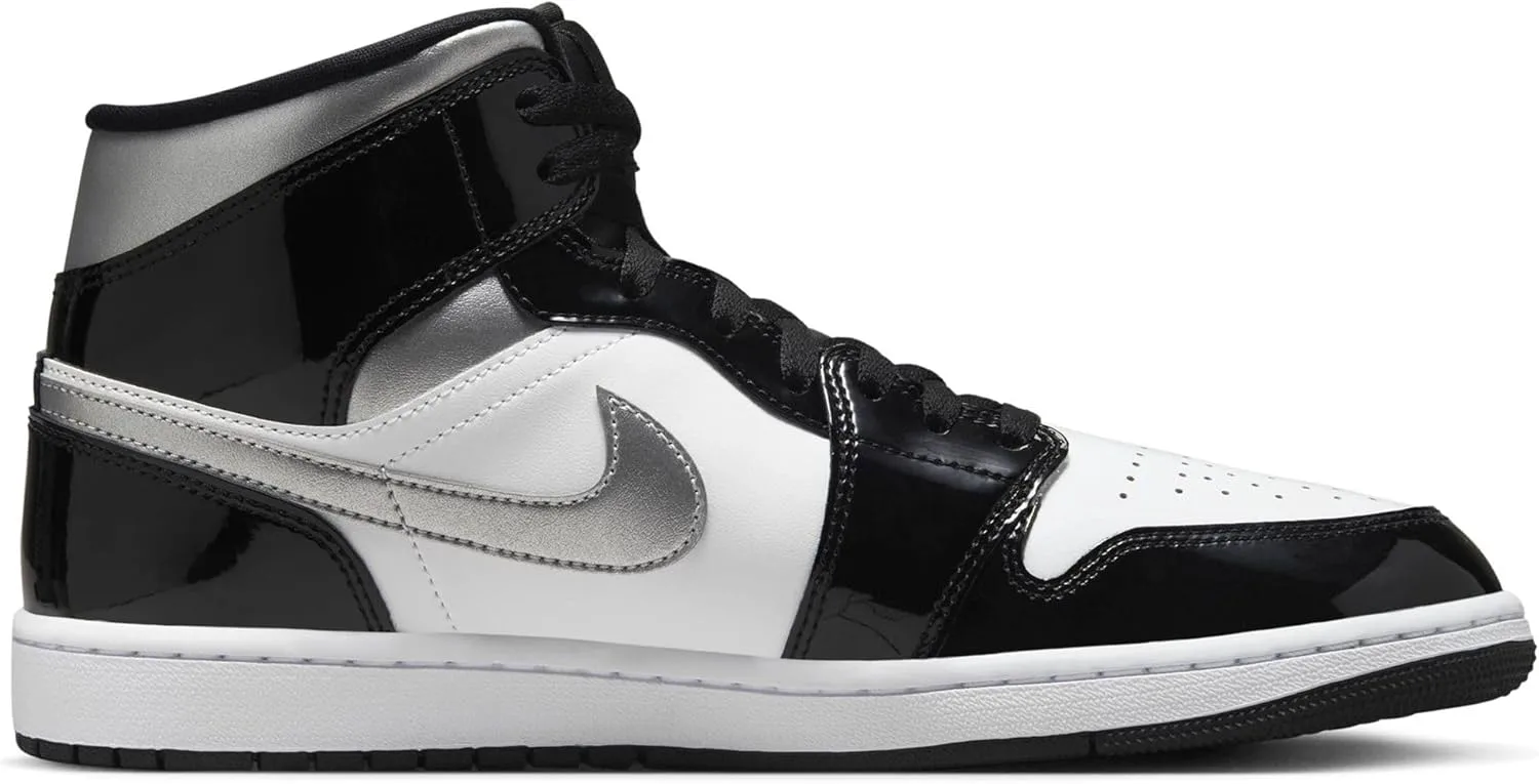 Мужские кроссовки Nike Air Jordan 1 Mid SE, черный/белый/металлик золотой/металлик серебряный — фото 2