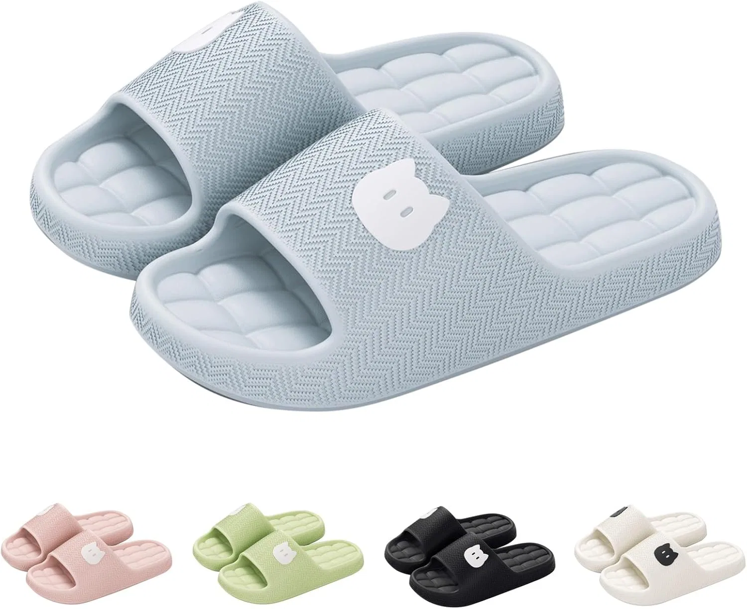 Badelatschen Damen Herren Badeschuhe Original Тапочки унисекс Schuhe Damen Sommer Hauslatschen Indoor Schlappen Leicht Hausschlappen Gemütlich Hausschuhe Bequem Тапочки Super Weich Badepantoletten 1 SLNLUYK, Grau — фото 4