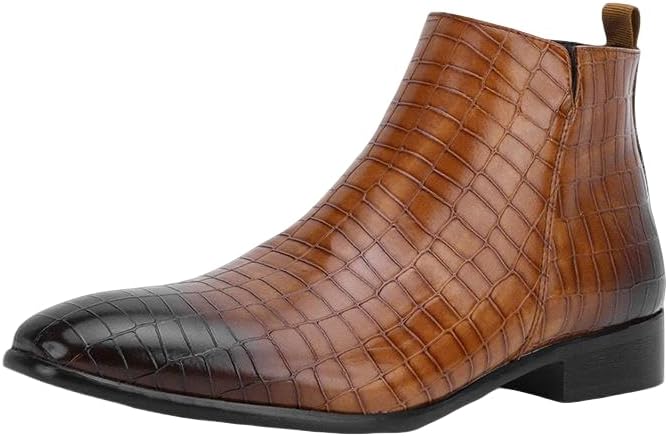 

Мужские ботинки Santimon Chelsea с крокодиловым принтом, классические, легкие и удобные, на молнии, повседневные и официальные, Tan