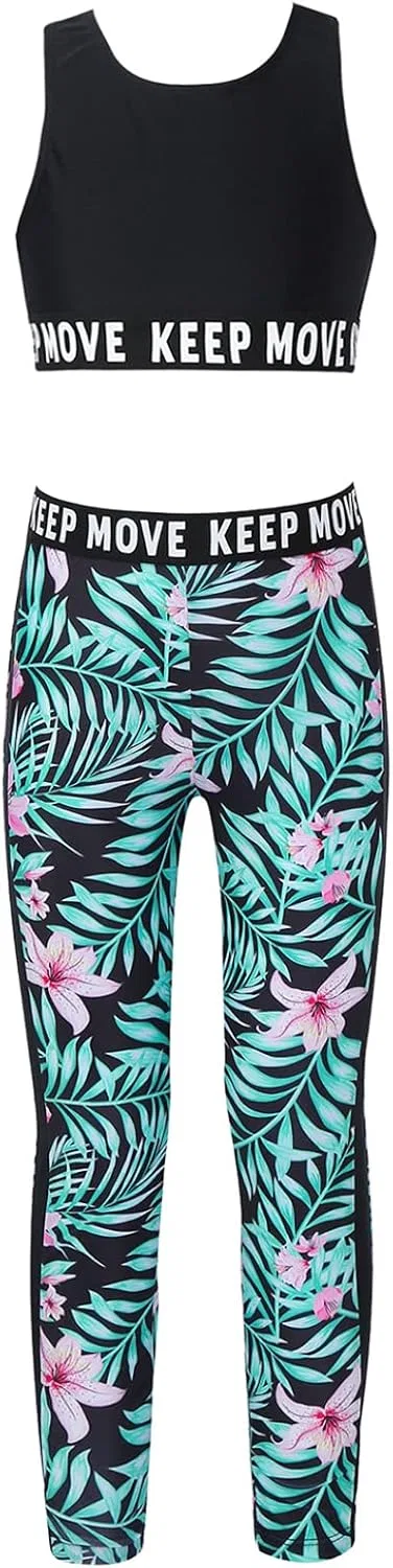 Детский спортивный костюм с топом и леггинсами Moggemol, 2 предмета, Green-lily