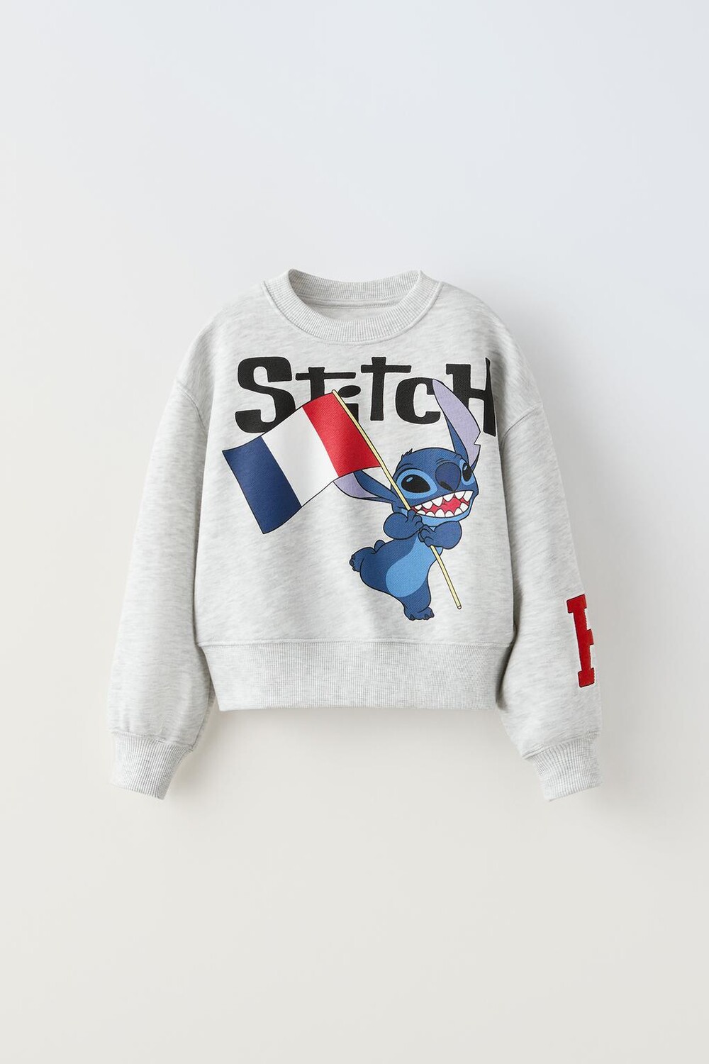 

Укороченная толстовка lilo & stitch paris disney ZARA, серый мергель
