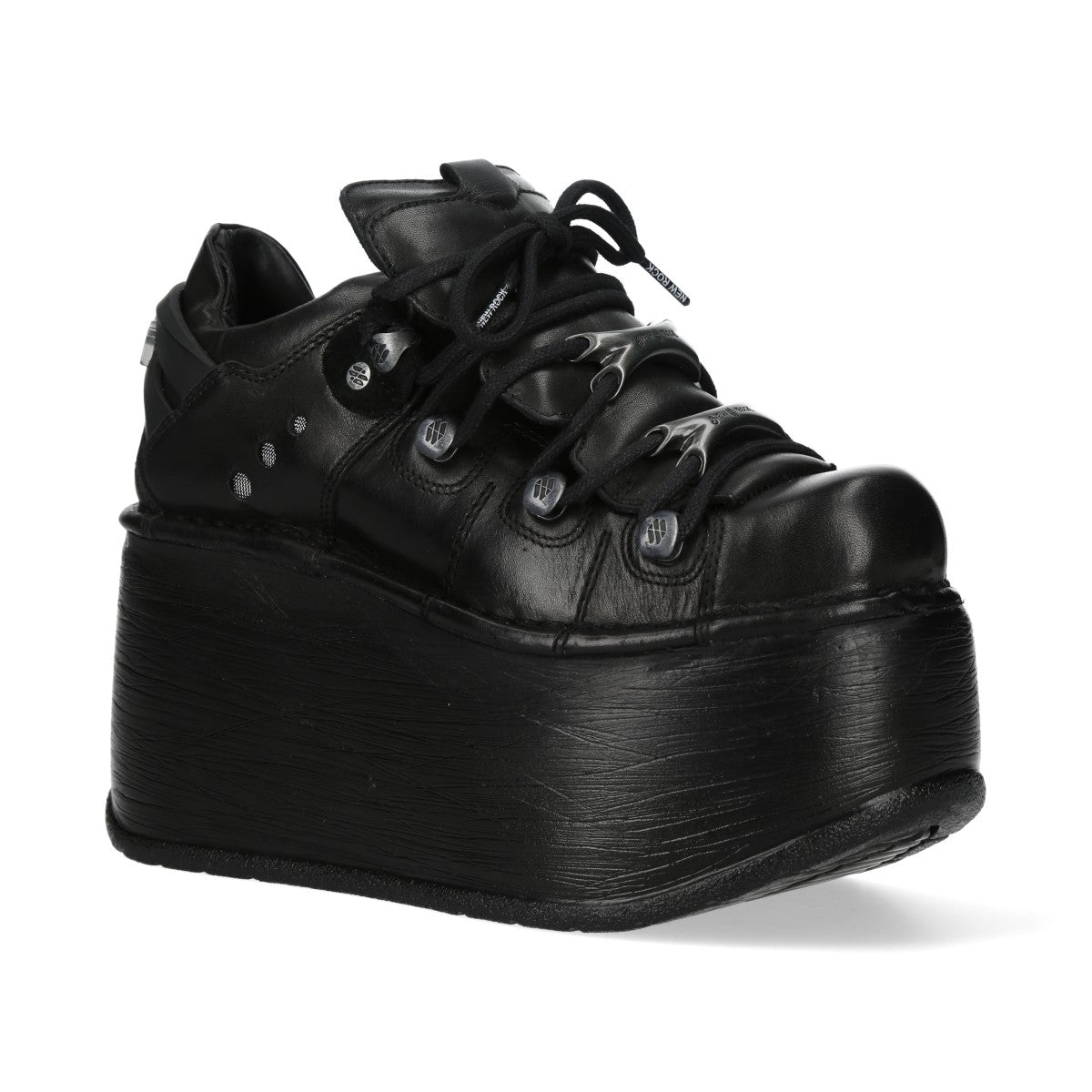 New Rock M-120N-C96 Кожаные черные готические массивные ботинки на платформе