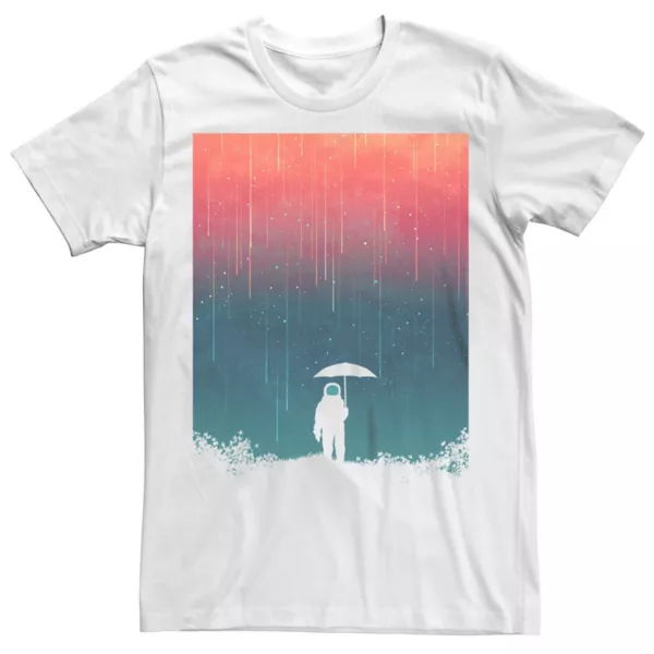 

Мужская футболка с космическим принтом "Астронавт под дождем" Licensed Character, белый