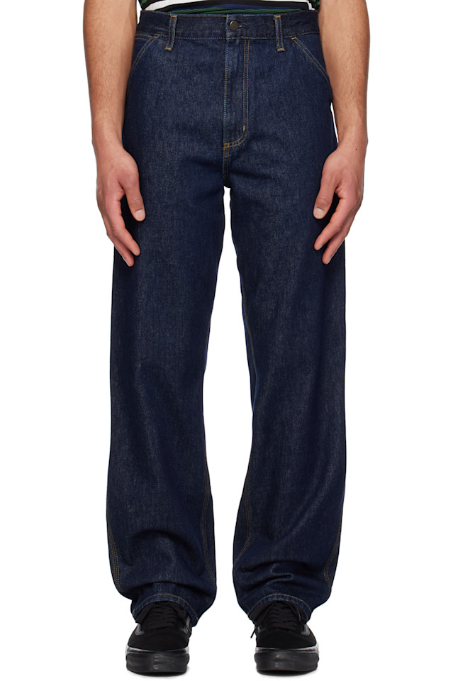 

Джинсы с одной накладкой на колене Carhartt Work In Progress, синий