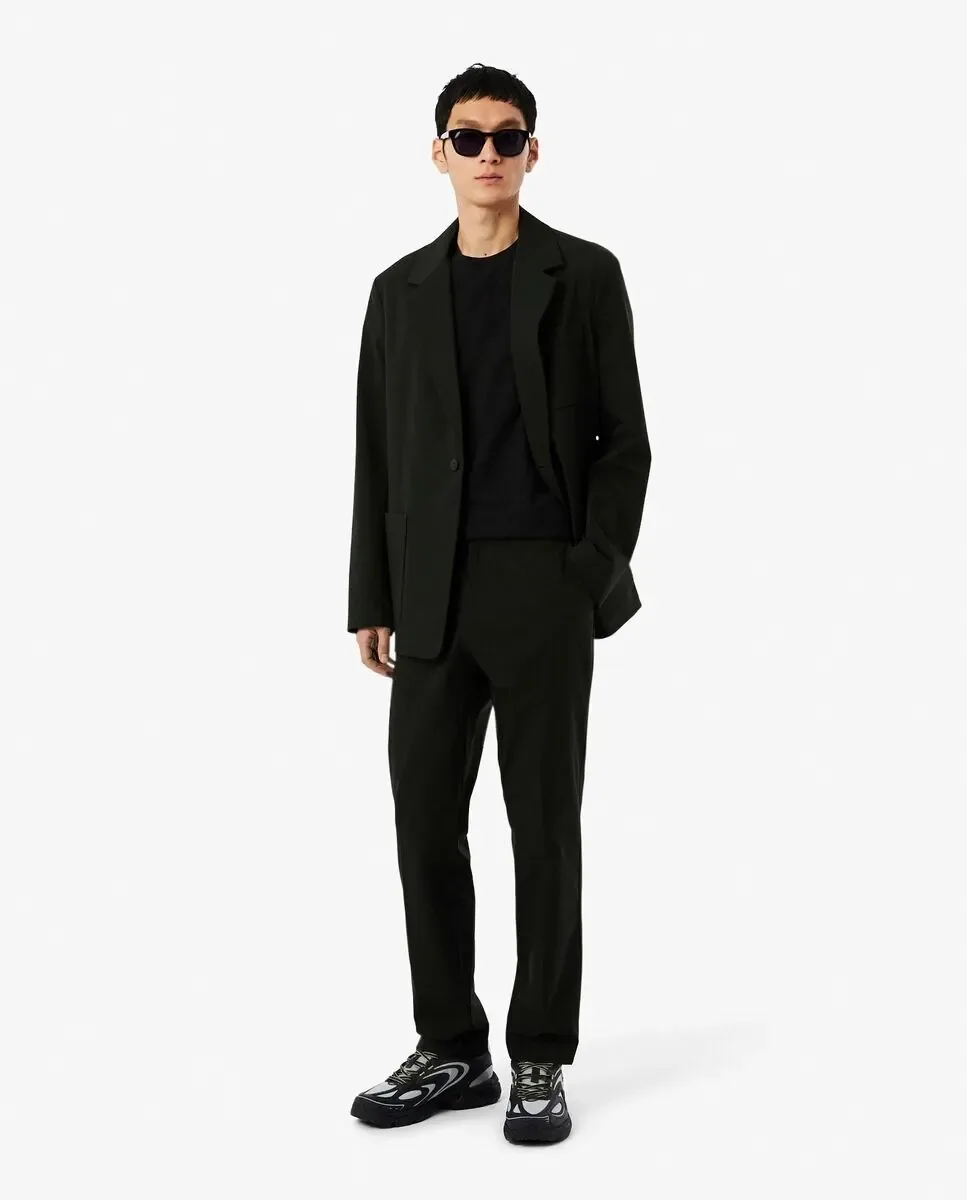 Мужская футболка с полоской бренда на белом фоне, короткий рукав, белая Lacoste, черный — фото 4
