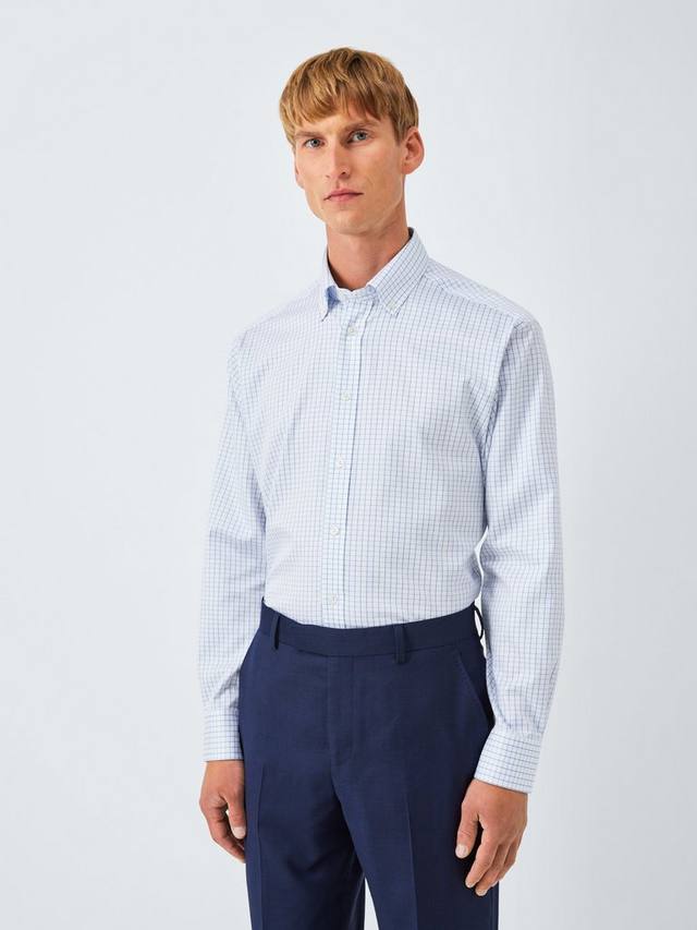 

Рубашка из хлопка в клетку с пуговицами и отложным воротником Regular Fit John Lewis