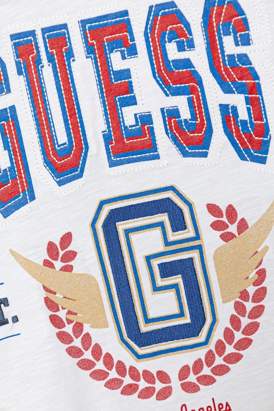 Детская хлопковая футболка Guess, белый — фото 3