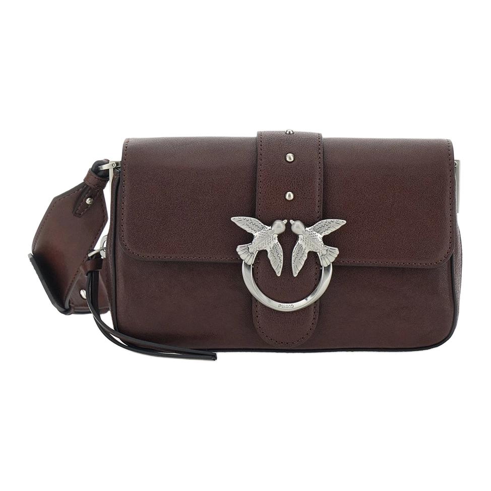 

PINKO Кожаная мини-сумка через плечо для женщин Brown