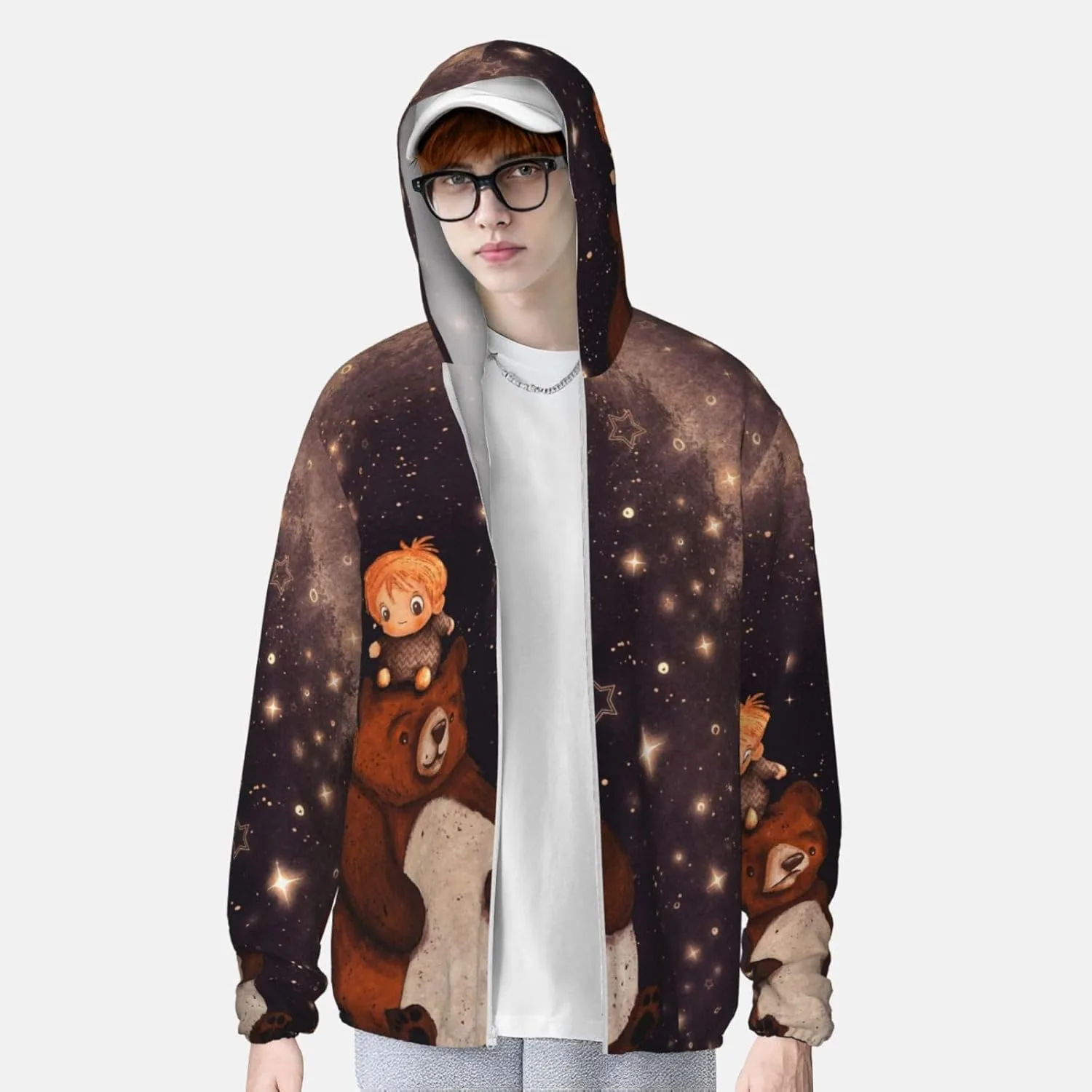 Толстовка с капюшоном Teddy Bear, защита от солнца, легкая, на молнии — фото 2