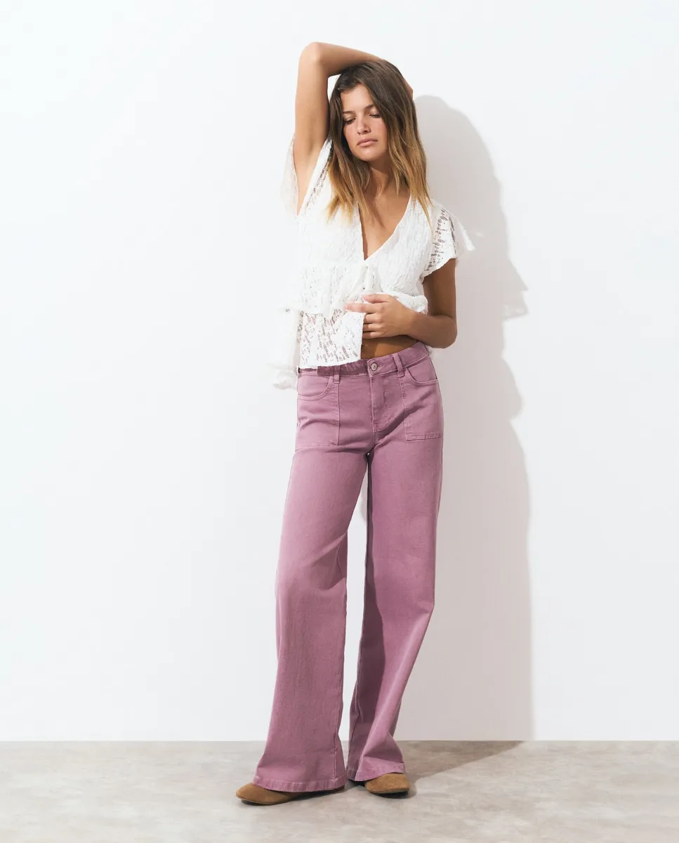 

Женские прямые брюки с передними карманами Brownie, розовый