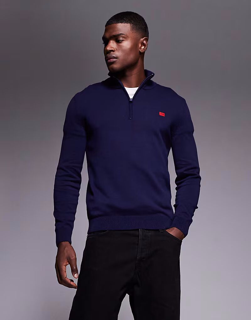 

Джемпер San Quintus с застежкой-молнией на половину длины, темно-синий Hugo Red