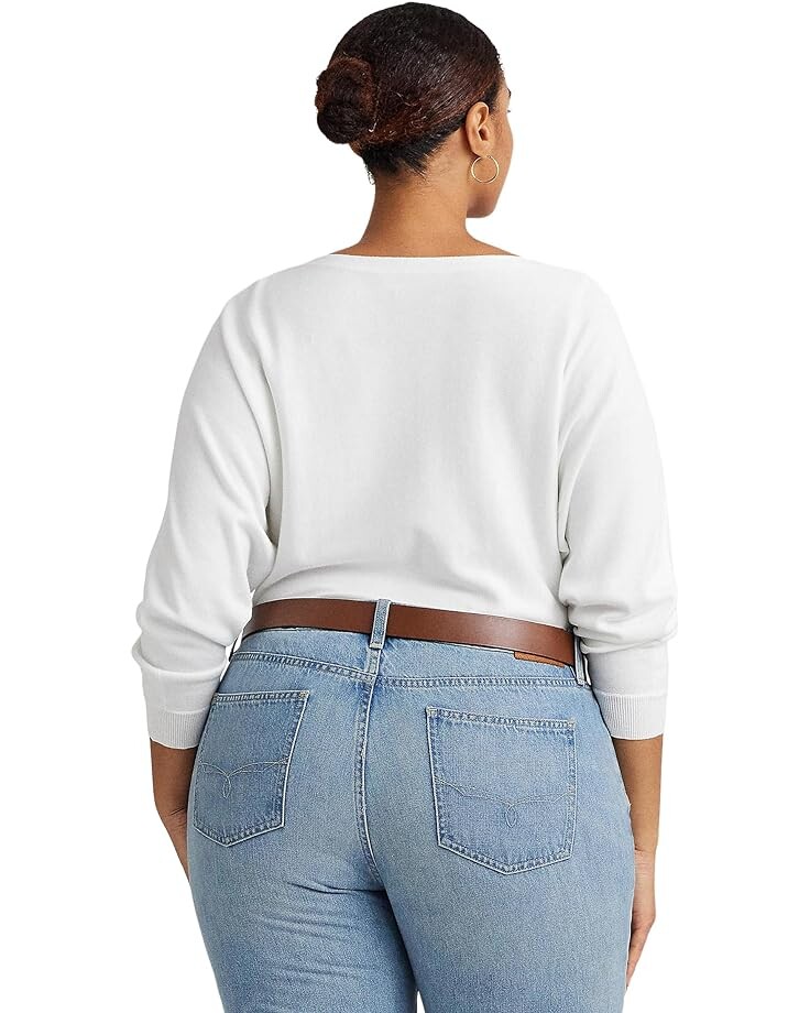 

Свитер LAUREN Ralph Lauren Plus-Size Cotton-Blend Dolman-Sleeve Sweater, белый