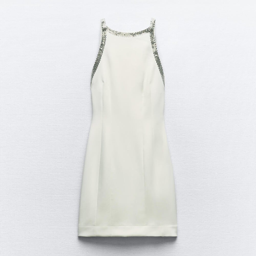 

Платье Zara Short Open Back With Rhinestones, белый