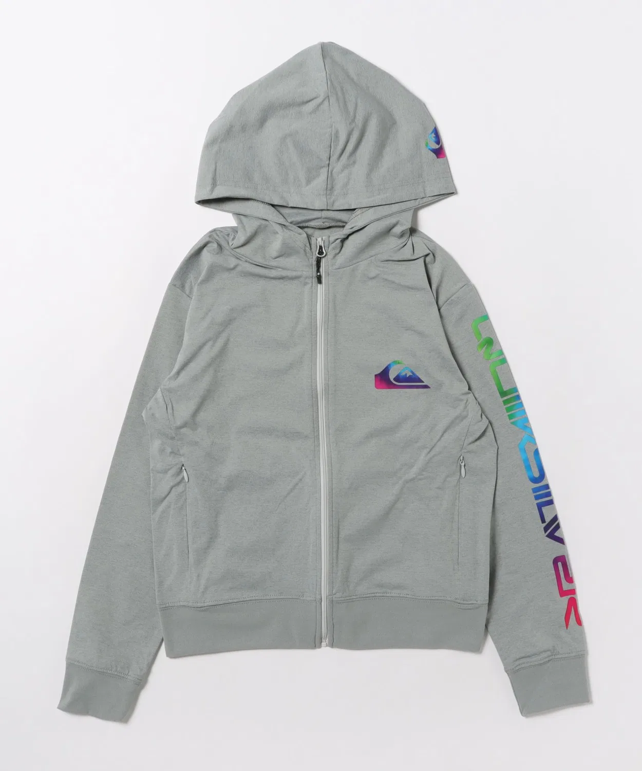 Рашгард с zip Quiksilver Youth Omni MW UPF50+ охлаждающий быстросохнущий серый
