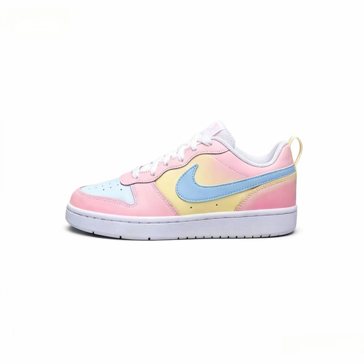 

Nike Детские низкие скейтбордистские кроссовки Court Borough Rainbow Jelly Leather с противоскользящей амортизацией, розово-голубые, унисекс