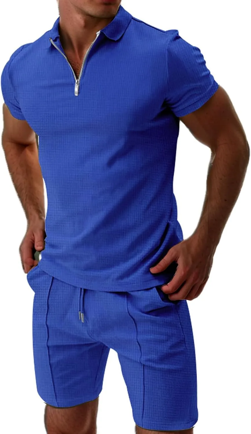 

Мужской спортивный костюм 2 в 1: поло с коротким рукавом и шорты baggy fit Thatrich